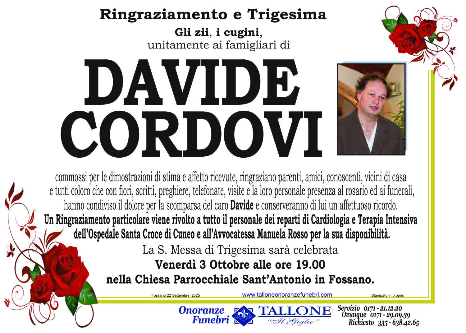 <br />
<b>Warning</b>:  Undefined variable $info in <b>/home/tallone/public_html/ringraziamenti.php</b> on line <b>68</b><br />
Davide Cordovi